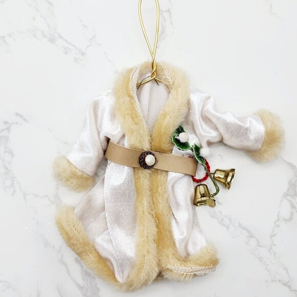 Unbranded Other - Santa Elf Silver Robe Fur Lined Christmas Tree Ornament bells Decoration Hanger